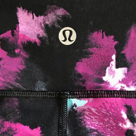 Lululemon Wunder Under Crops Midnight Bloom Leggings Size 4 Running Tights - Picture 12 of 13